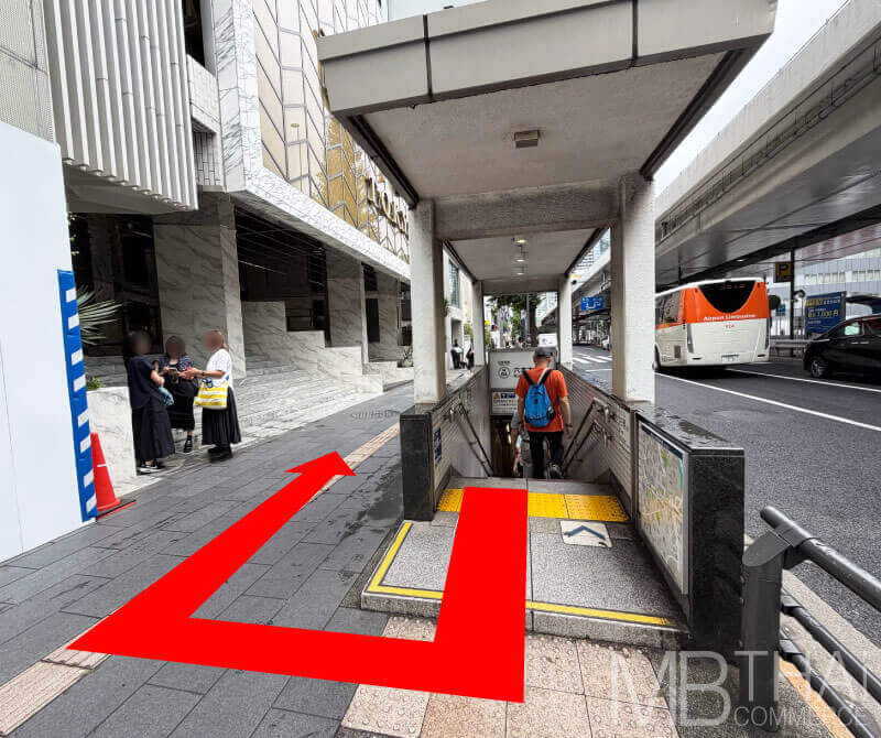 Once at street level, turn around and go straight.